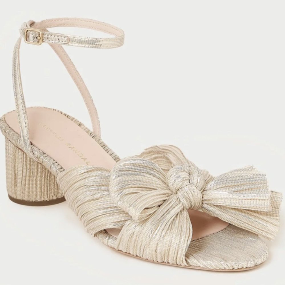 Loeffler Randall Platinum Dahlia Pleated Bow Sandal